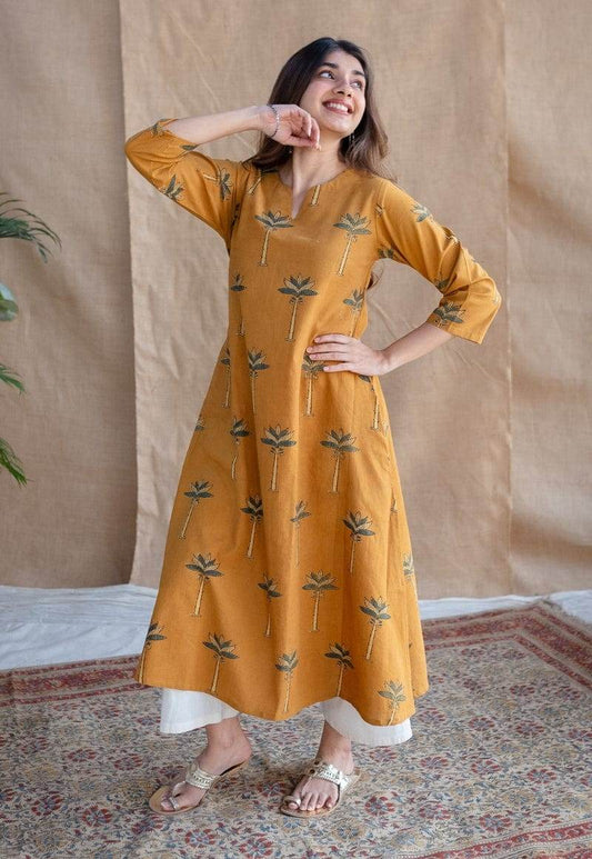 beautiful printed Raiza Ajrakh Cotton Kurta - Eraya