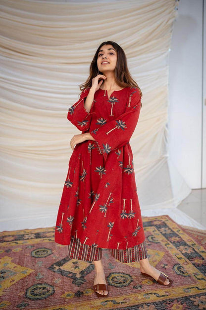 beautiful printed Raiza Ajrakh Cotton Kurta - Eraya