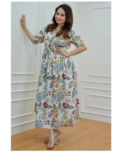 Botanical Print Belt Dress - Eraya