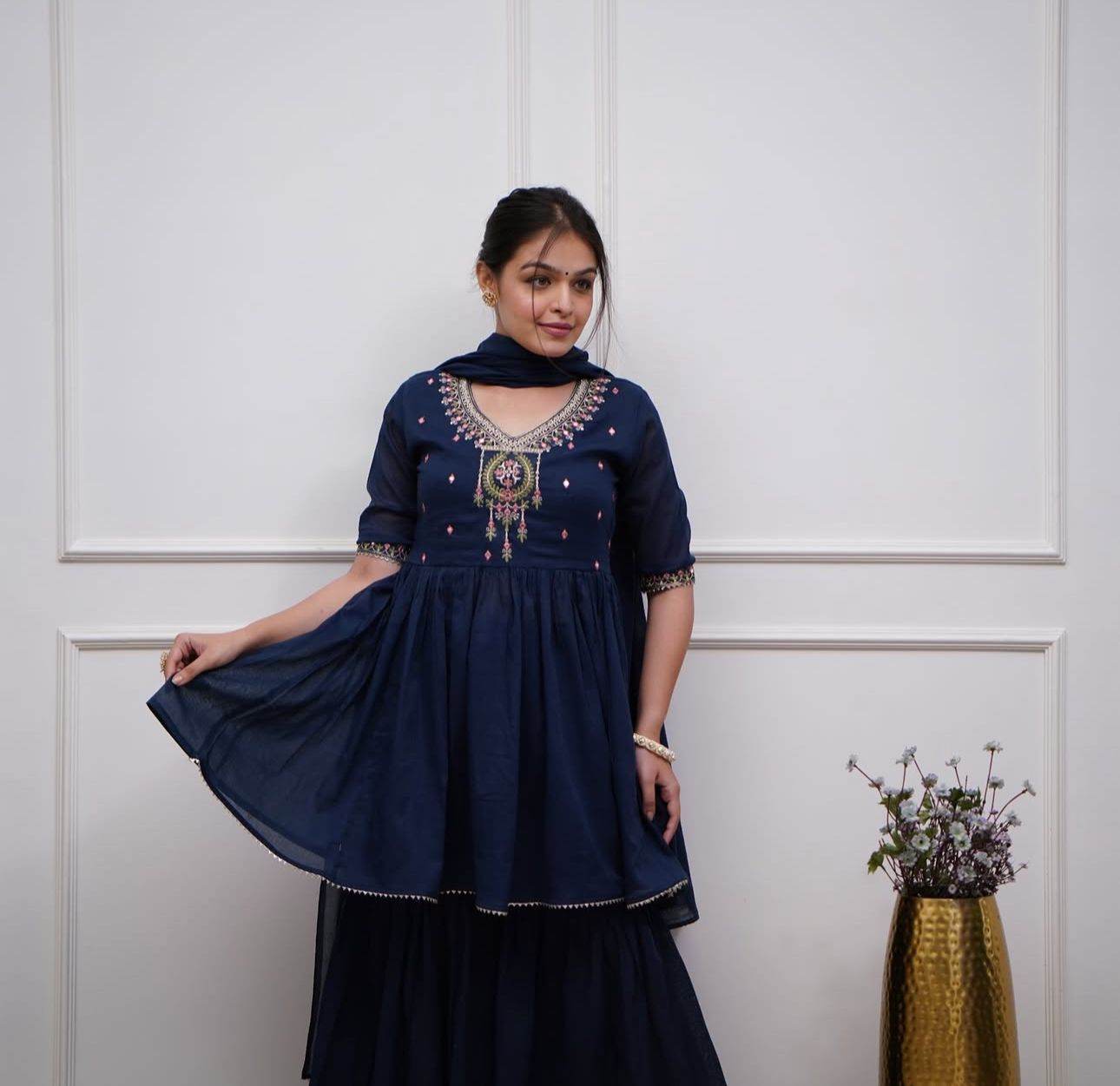 Short flared anarkali-sharara set - Eraya