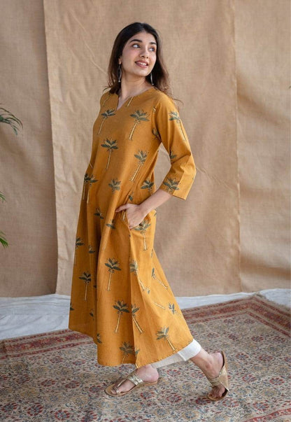 beautiful printed Raiza Ajrakh Cotton Kurta - Eraya