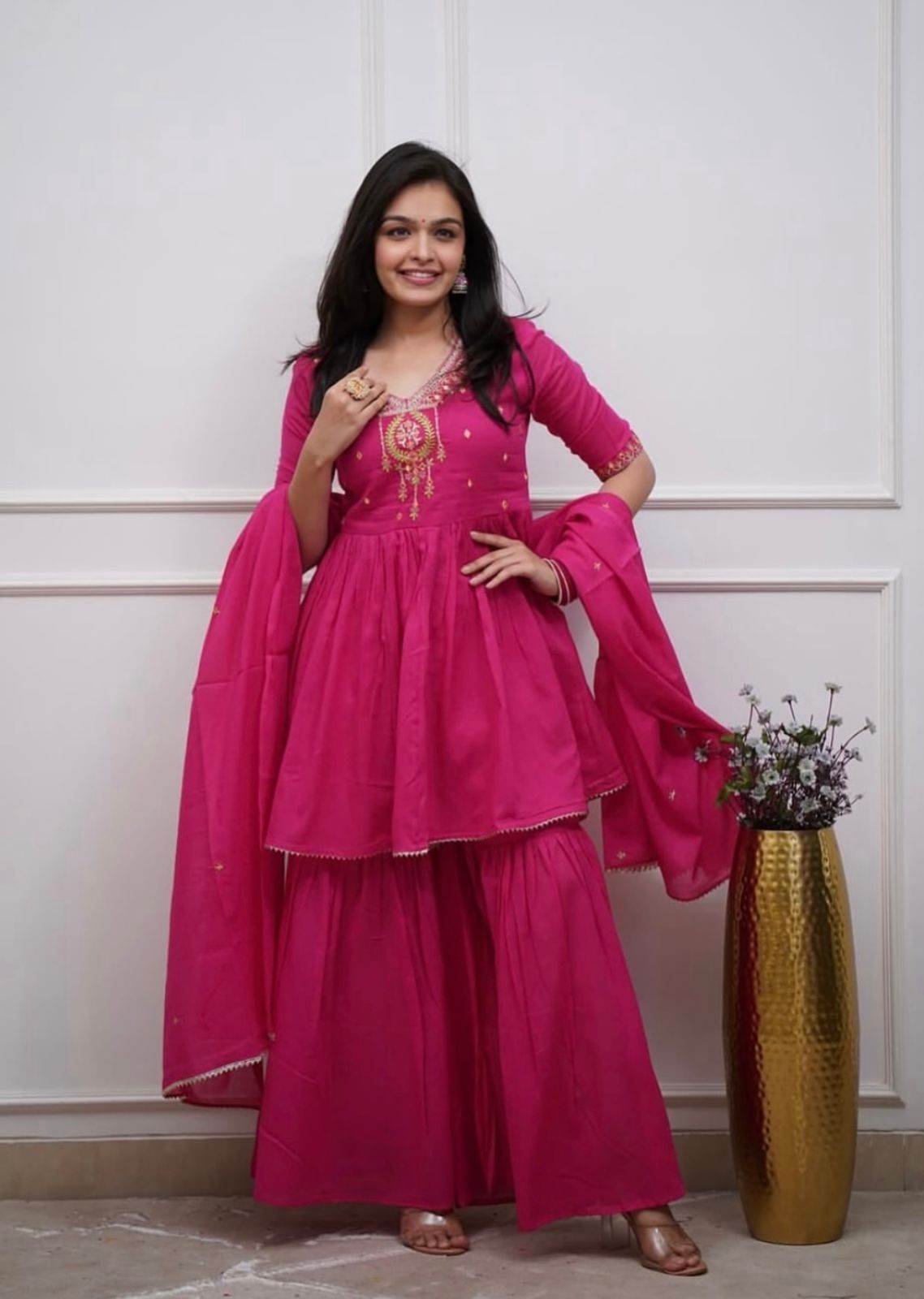 Short flared anarkali-sharara set - Eraya