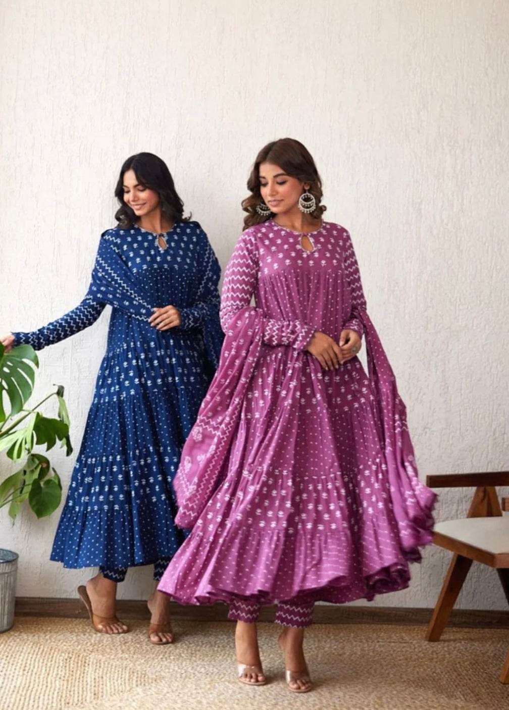 Flary printed heavy cotton anarkali set - Eraya