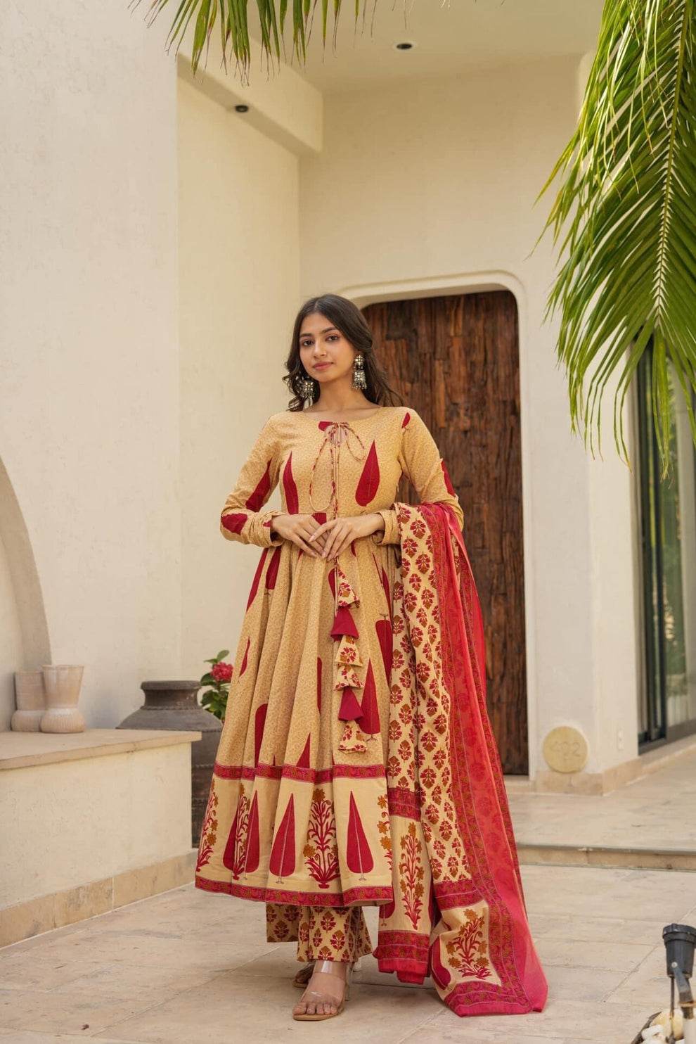 Royal anarkali cotton suit set with latkan dori work - Eraya