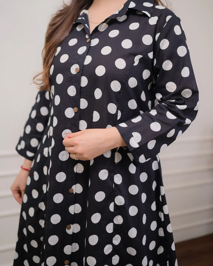 Black polka dots design beautiful cotton co-ord set