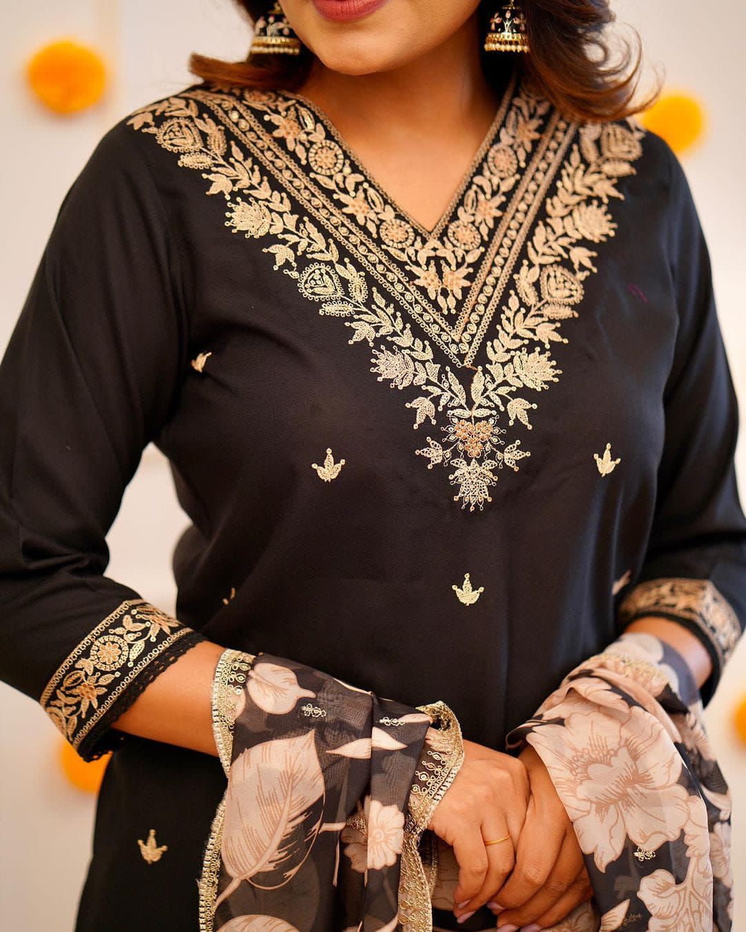 Detailed embroidered afghani suit