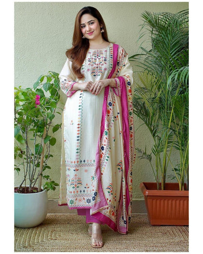 Classical print muslin kurti set