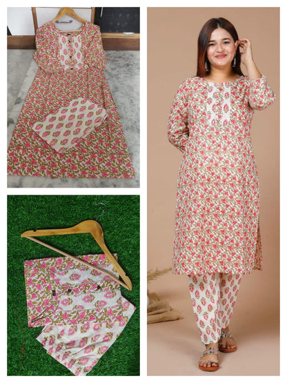 Printed cotton kurti set