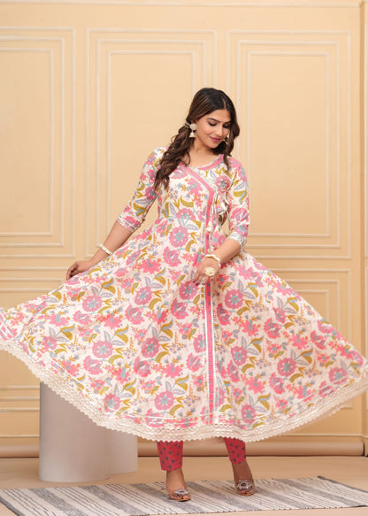 Elegant flaired anarkali stlye suit set