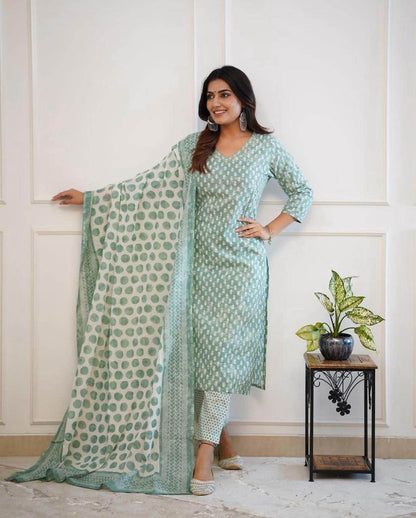 Sanganeri block print kurti set - Eraya