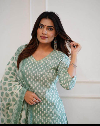 Sanganeri block print kurti set - Eraya