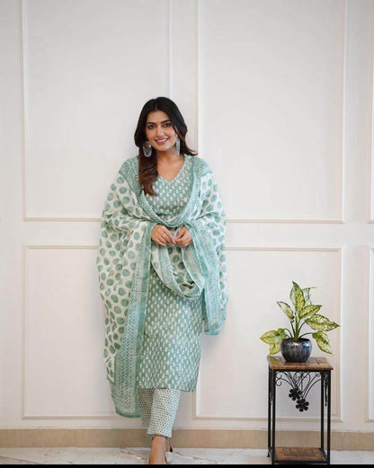 Sanganeri block print kurti set - Eraya