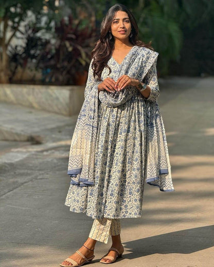 Sanganeri block print kurti set - Eraya