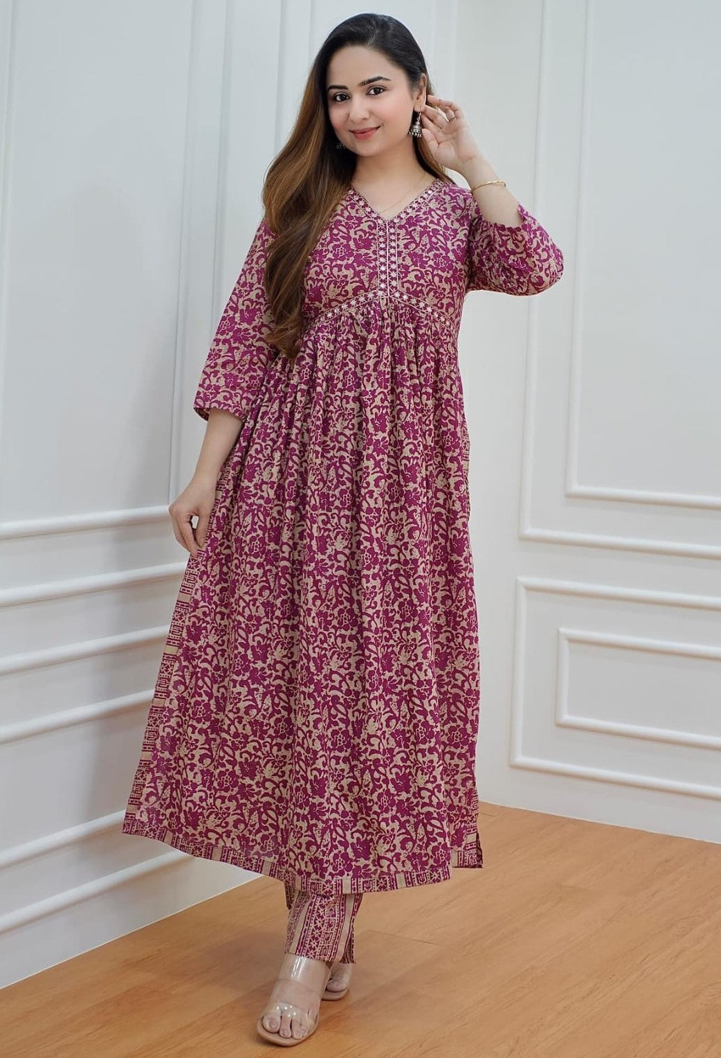 Aliya cut long kurti and pant