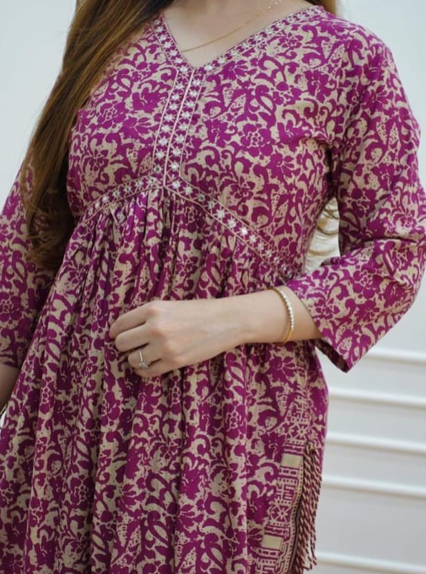 Aliya cut long kurti and pant