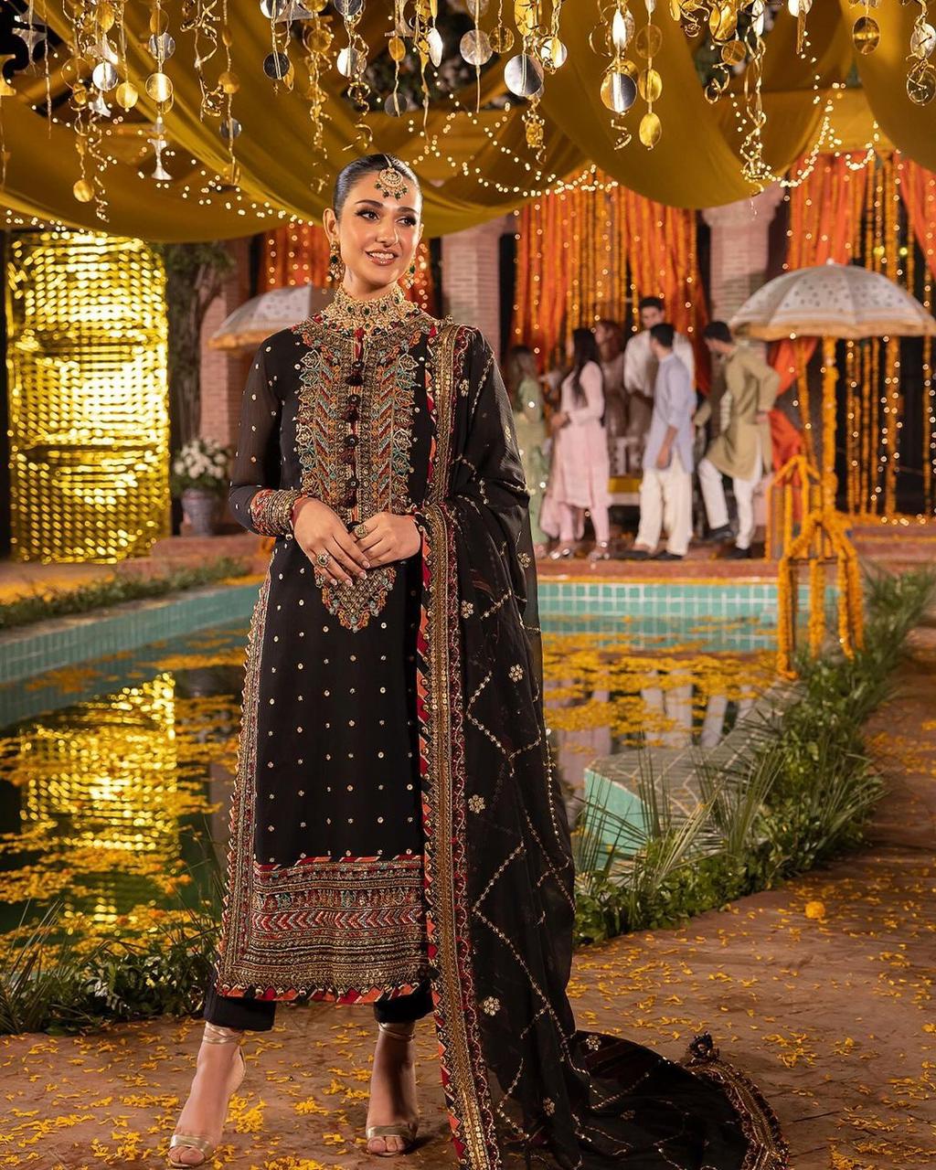 Elite heavy georgette designner festive wear kurti set