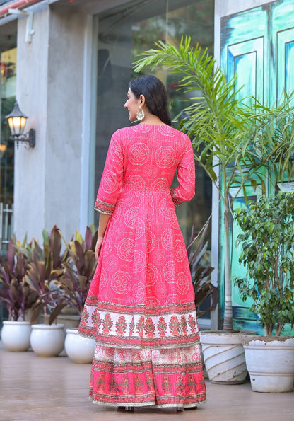 Graceful anarkali kurti with sharara and dupatta