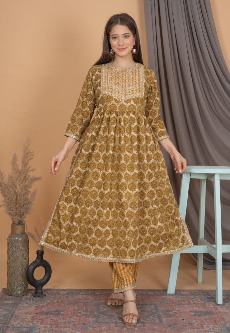 Sequence embroidery work kurti set