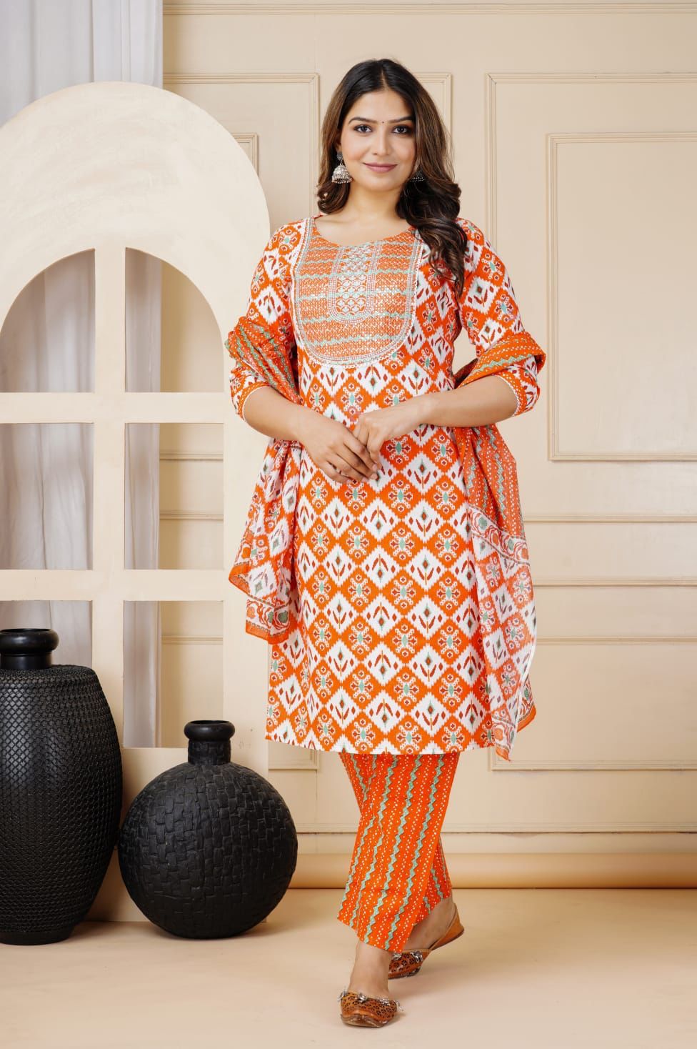 Premium cotton three piece set kurti