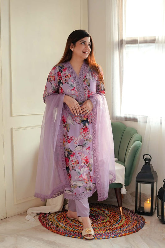 Floral printed afghani suit set