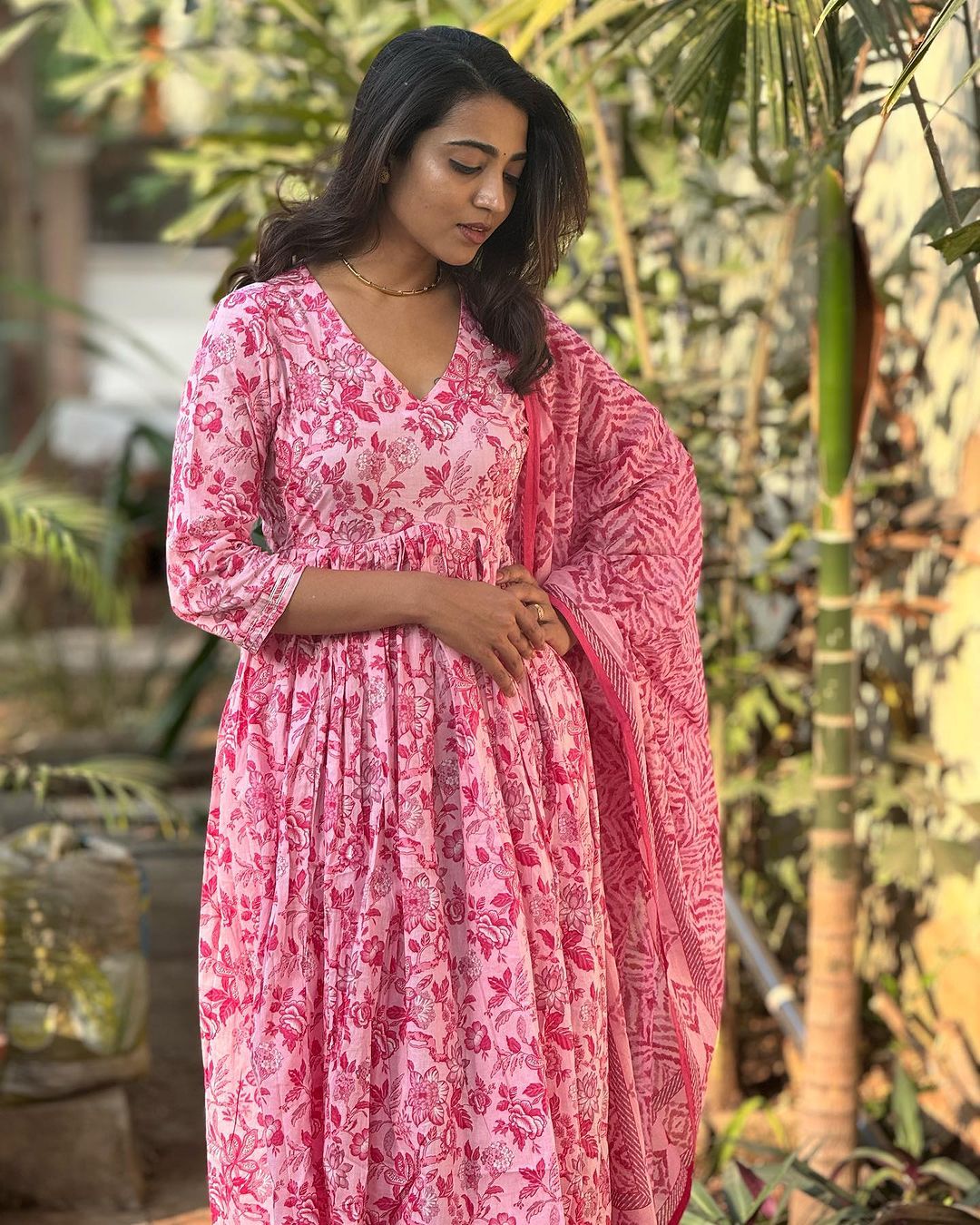 Sanganeri anarkali kurti set