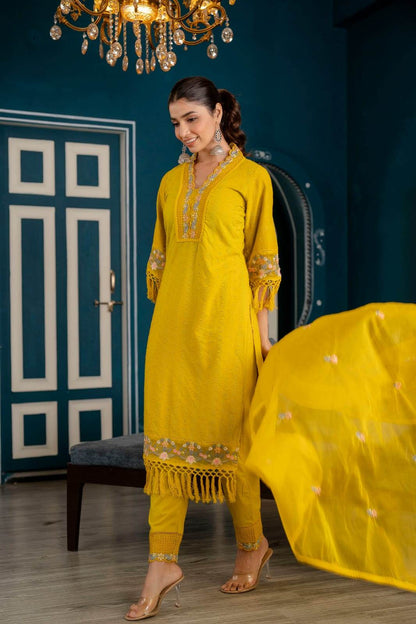 Heavy cotton schiffli fabric suit set - Eraya