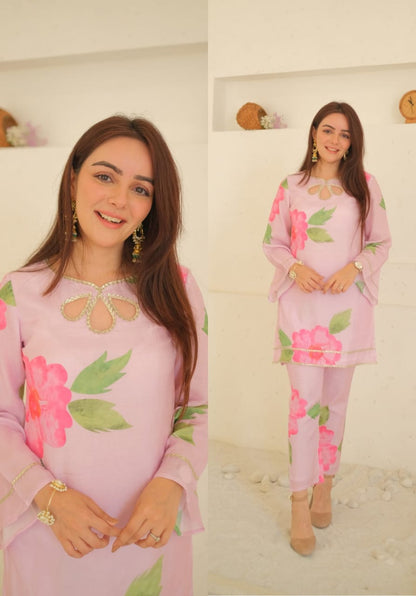 Pink orchid kurta pant set