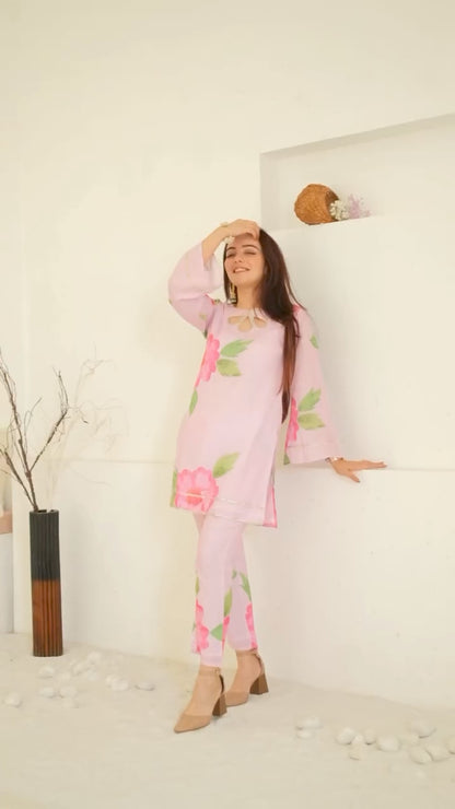 Pink orchid kurta pant set