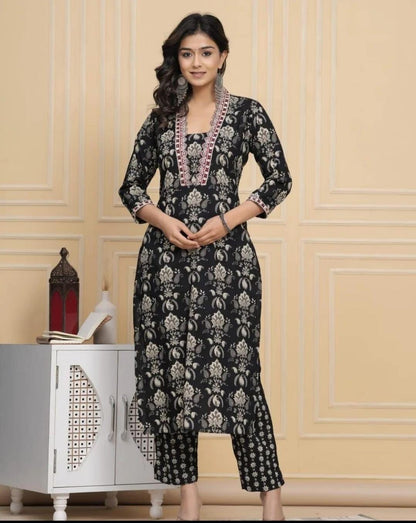 Floral sanganeri pattern cotton kurti set