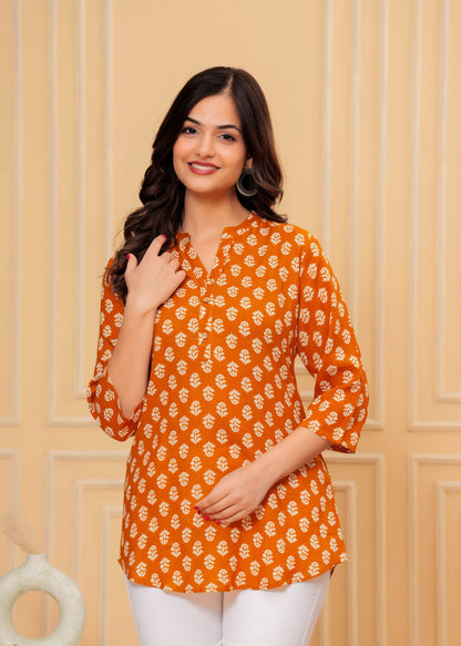 Rayon short kurti printed