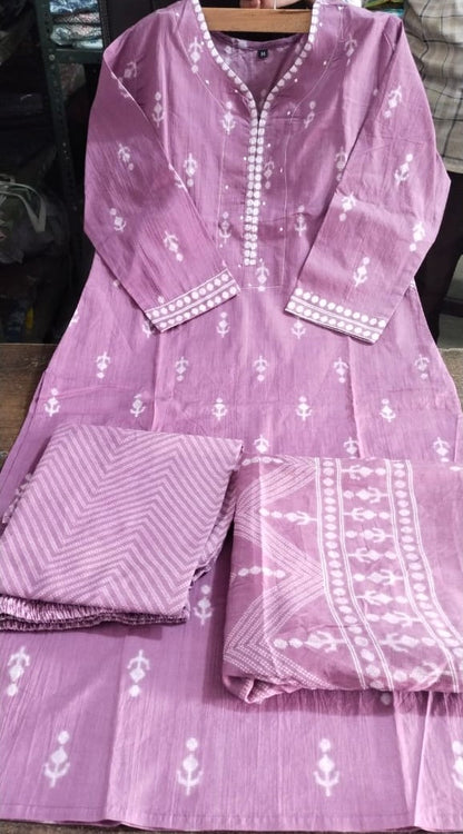 Pure fine cotton fabric kurti set