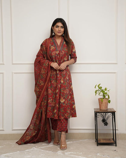 Beautiful print A-line kurta set