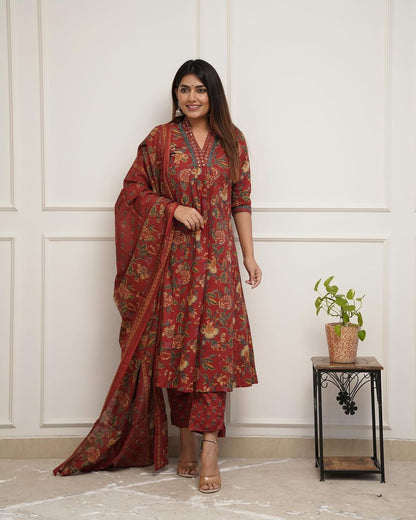 Beautiful print A-line kurta set