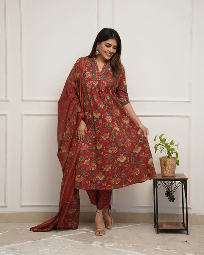 Beautiful print A-line kurta set