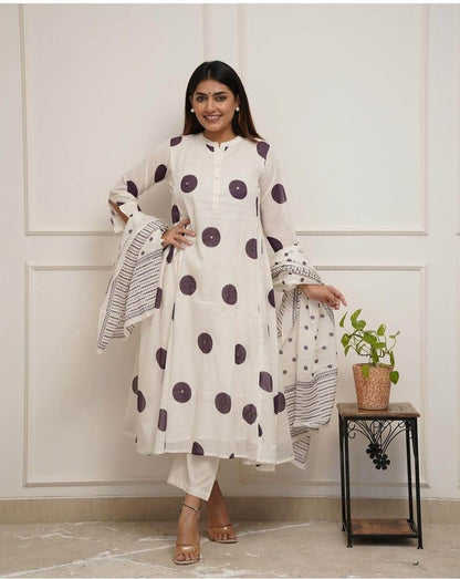 Pure fine cotton white kurti set - Eraya