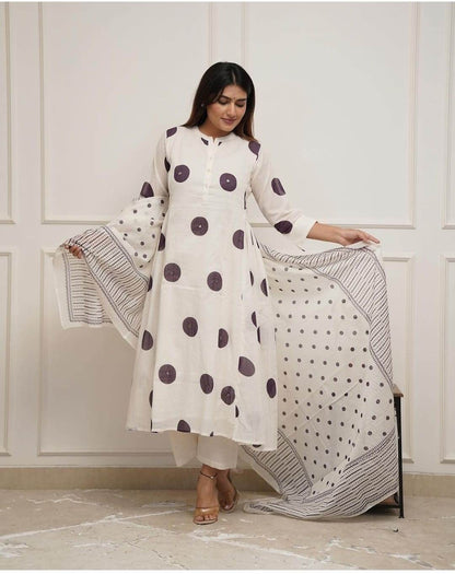 Pure fine cotton white kurti set - Eraya