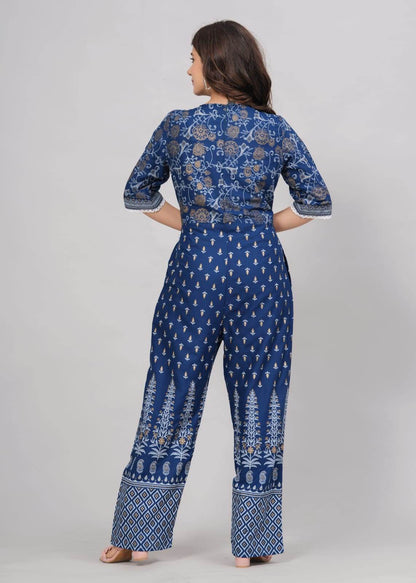 Beautifully printed pure rayon jumpsuit set - Eraya