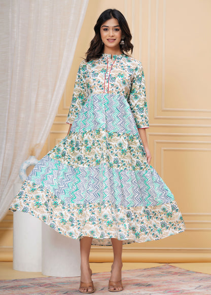 Printed rayon anarkali gown