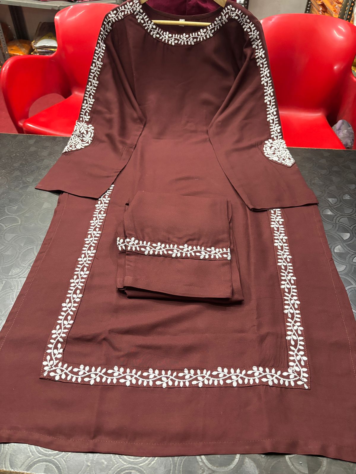 Premium rayon fabric straight kurti with pant