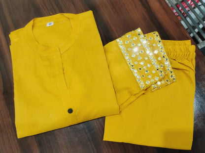 Summer special yellow cotton co-ord set