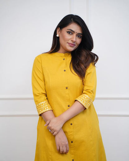 Summer special yellow cotton co-ord set