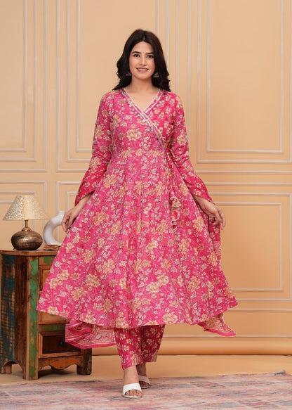 Special sanganeri block print anarkali kurti set in angarkha pattern