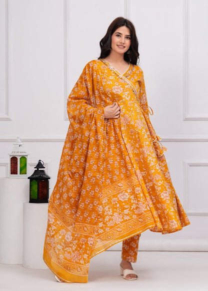 Special sanganeri block print anarkali kurti set in angarkha pattern