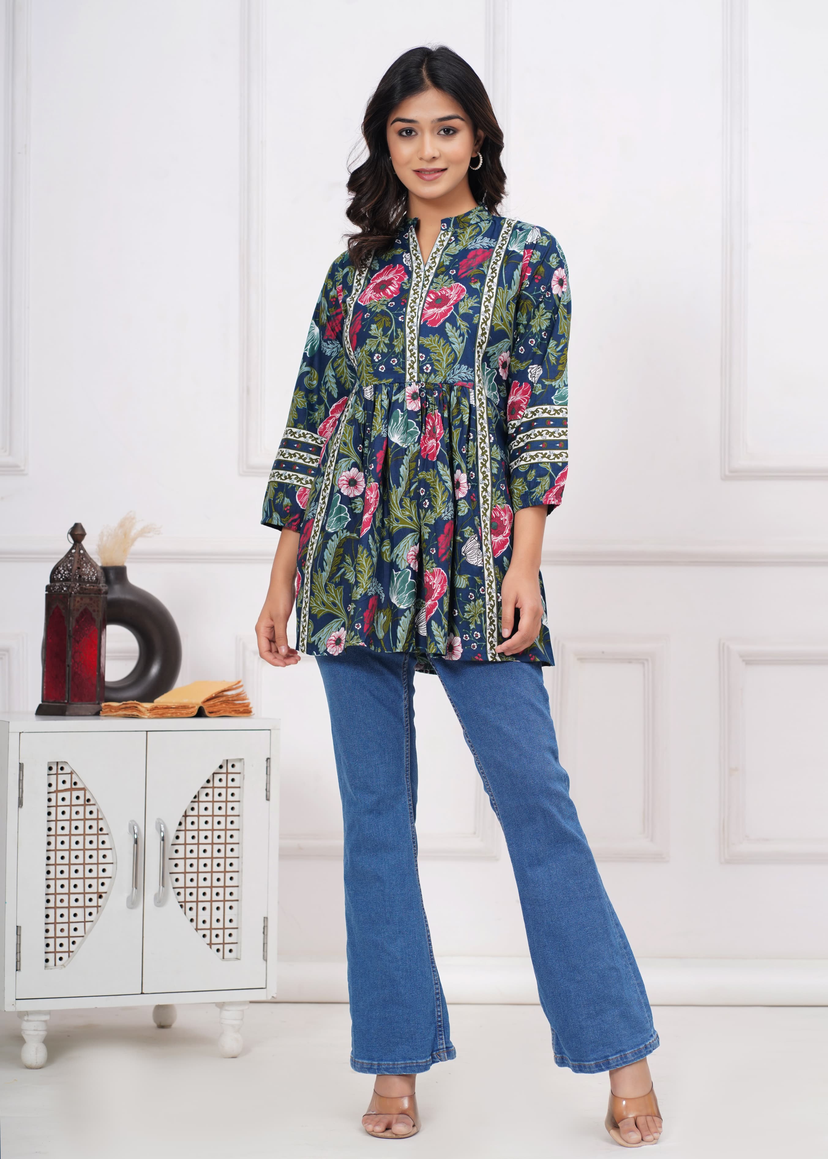 Beautiful proshin print cotton short kurti anarkali pattern-II