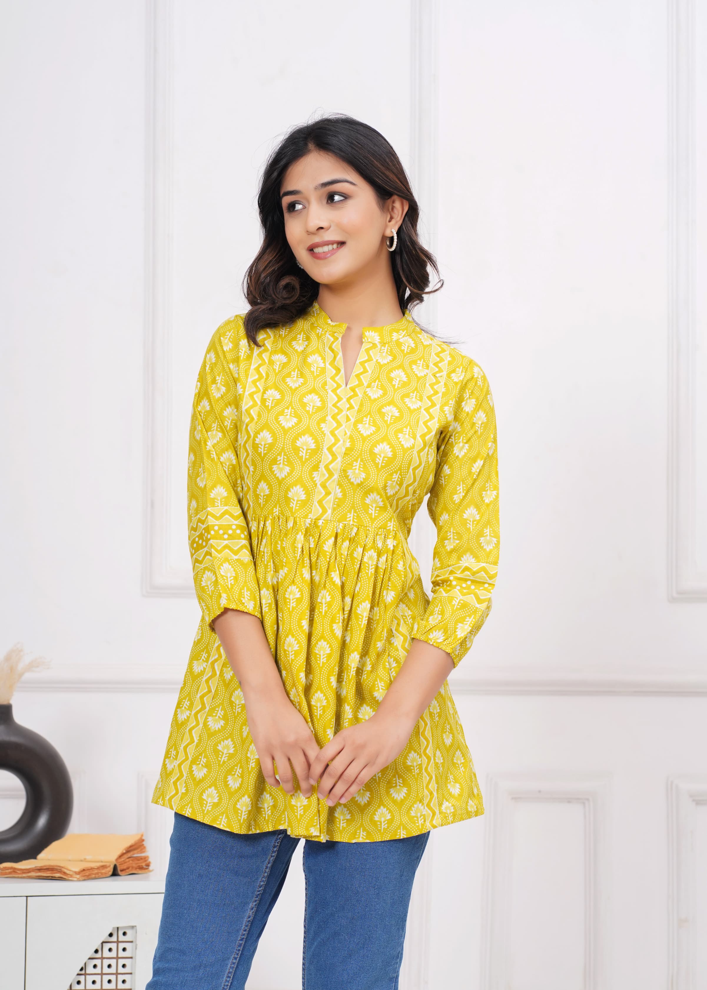 Beautiful proshin print cotton short kurti anarkali pattern