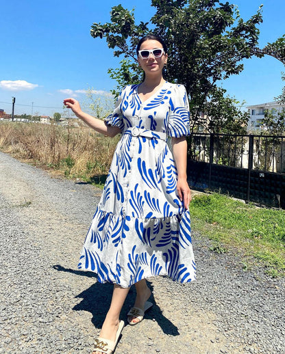 Summer vibe cotton linen midi-dress!