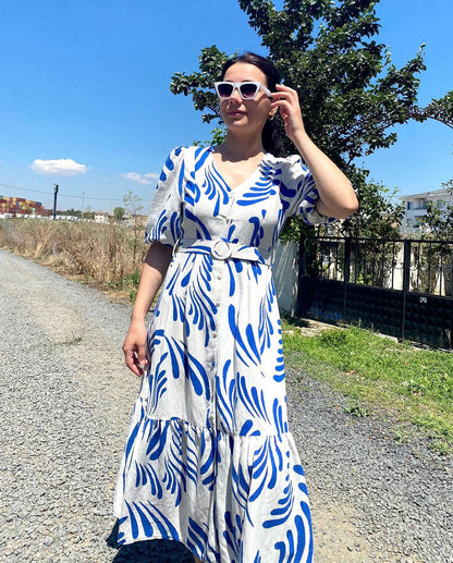 Summer vibe cotton linen midi-dress!