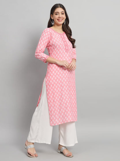 Procion printed rayon straight kurta pant set