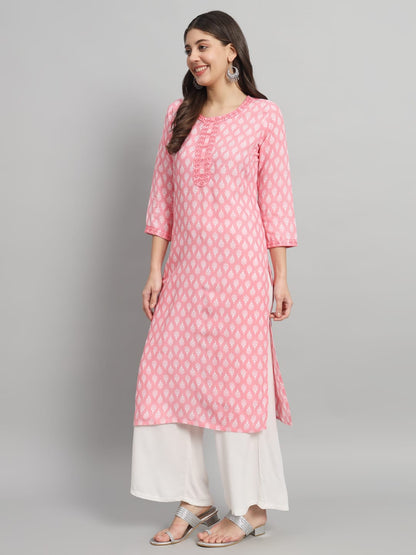 Procion printed rayon straight kurta pant set