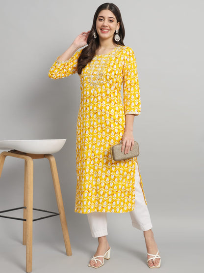 Procion printed rayon straight kurta pant set